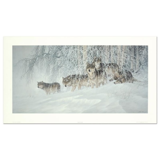 Larry Fanning (1938-2014), "Winter's Lace - Gray Wolves" Limited Edition Lithogr