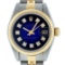 Rolex Ladies 2 Tone Blue Vignette Diamond 26MM Oyster Perpetual Datejust Wristwa