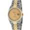 Rolex Mens 2 Tone Champagne Linen Index 36MM Datejust Wristwatch Oyster Perpetua