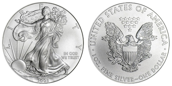 2008 American Silver Eagle .999 Fine Silver Dollar Coin