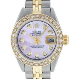 Rolex Ladies 2 Tone Pink MOP Diamond 26MM Oyster Perpetual Datejust Wristwatch