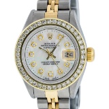 Rolex Ladies Quickset 2 Tone Mother Of Pearl Channel Diamond Datejust Wristwatch