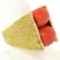 18k Yellow Gold Spinning Faceted Coral Bead Textured Matte VERY HEAVY 40.1g Ring