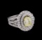 14KT White Gold 1.24 ctw I-1/Light Yellow GIA Cert Diamond Ring