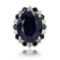 18.60 ctw Dark Blue Sapphire and 0.83 ctw Diamond 14K White Gold Ring