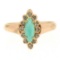10K Rose Gold Marquise Turquoise .30 ctw Diamond Solitaire Ring
