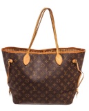 Louis Vuitton Monogram Canvas Leather Neverfull MM Tote Bag