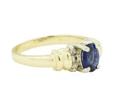 1.00 ctw Blue Sapphire and Diamond Ring - 14KT Yellow and White Gold