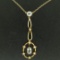 Antique Victorian 10k Yellow Gold Aquamarine Seed Pearl Dangle Pendant Necklace
