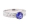 0.89 ctw Sapphire and Diamond Ring - 18KT White Gold