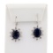 14.80 ctw Blue Sapphire and 0.46 ctw Diamond 14K White Gold Earrings