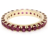 14K Yellow Gold 2.75 ctw 25 Prong Set Blood Red Ruby Eternity Band Ring