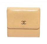 Chanel Beige Compact Trifold Wallet
