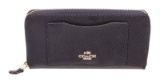 Coach Navy Blue Leather Long Zippy Wallet