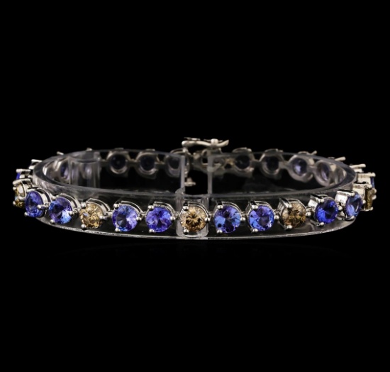 14KT White Gold 9.46 ctw Tanzanite and Diamond Bracelet