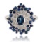 1.65 ctw Blue Sapphire and 0.14 ctw Diamond 14K White Gold Ring