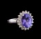 5.03 ctw Tanzanite and Diamond Ring - 14KT White Gold