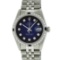 Rolex Mens Stainless Steel Blue Vignette Diamond & Sapphire Datejust Wristwatch