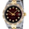 Rolex Mens 2 Tone Red Vignette Pyramid Diamond 36MM Oyster Perpetual Datejust