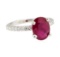 2.38 ctw Glass Filled Natural Ruby and Diamond Ring - 14KT White Gold