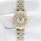 Rolex Ladies 2 Tone MOP Ruby & Pyramid Diamond Datejust Wriswatch With Rolex Box