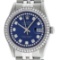 Rolex Mens Stainless Steel Blue String Diamond 36MM Datejust Oyster Perpetual Wr