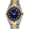 Rolex Mens 2 Tone Lugs Blue Vignette Diamond String & Sapphire Datejust Wristwat