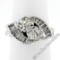 Art Deco Platinum 1.48 ctw Old European and Baguette Cut Diamond Bypass Ring
