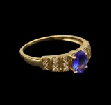 14KT Yellow Gold 0.94 ctw Tanzanite and Diamond Ring