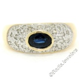 14kt Yellow Gold 0.85 ctw Oval Sapphire and Round Diamond Band Ring