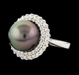 Pearl and Diamond Ring - 14KT White Gold