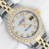 Rolex Ladies 2 Tone MOP Diamond Datejust Wristwatch With Rolex Box