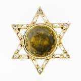 Antique 14k Gold .50 ctw European Diamond Star of David Pin Brooch Locket Pendan