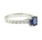 2.02 ctw Round Brilliant Blue Sapphire And Diamond Ring - 14KT White Gold