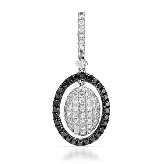 18k White Gold 0.51CTW Diamond and Black Diamonds Pendant, (SI1-SI2/G-H)