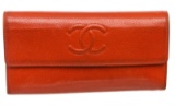 Chanel Red Caviar Leather CC Long Flap Wallet