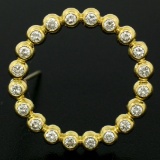 18k Yellow Gold .60 ctw 20 Bezel Set Round Diamond Circle of Life Pin Brooch 23m