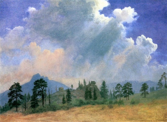Fir Trees and Storm CLouds by Albert Bierstadt