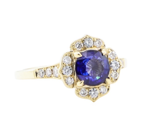 1.50 ctw Sapphire and Diamond Ring - 14KT Yellow Gold