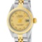 Rolex Ladies 2 Tone Factory Champagne Roman Fluted Datejust Wristwatch