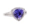 3.03 ctw Tanzanite and Diamond Ring - 14KT White Gold