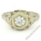 Antique Art Deco 18kt White Gold 0.42 ctw European Diamond Filigree Ring