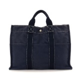 Hermes Navy Canvas Fourre MM Tout Bag