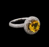 14KT White Gold 2.70 ctw Citrine and Diamond Ring