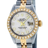 Rolex Ladies 2 Tone Silver VS Diamond Datejust 26MM Oyster Perpetual Wristwatch