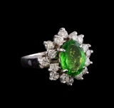 2.51 ctw Tsavorite and Diamond Ring - 14KT White Gold