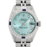 Rolex Ladies Stainless Steel Ice Blue Diamond 26MM Oyster Perpetaul Datejust