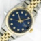 Rolex Mens 2 Tone Blue Diamond 36MM Oyster Perpetual Datejust Wristwatch With Ro
