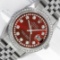 Rolex Mens Stainless Steel Red String Diamond 36MM Datejust Wristwatch With Role