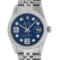 Rolex Mens Stainless Steel Blue Diamond 36MM Oyster Perpetual Datejust Wristwatc